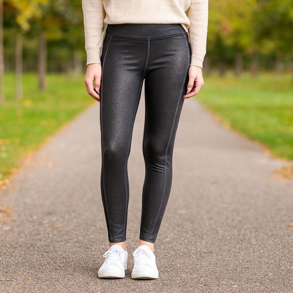 Victoria's Secret Pants - Victoria's Secret PINK Ultimate Womens SMALL Black Sparkle Leggings Pockets Yoga